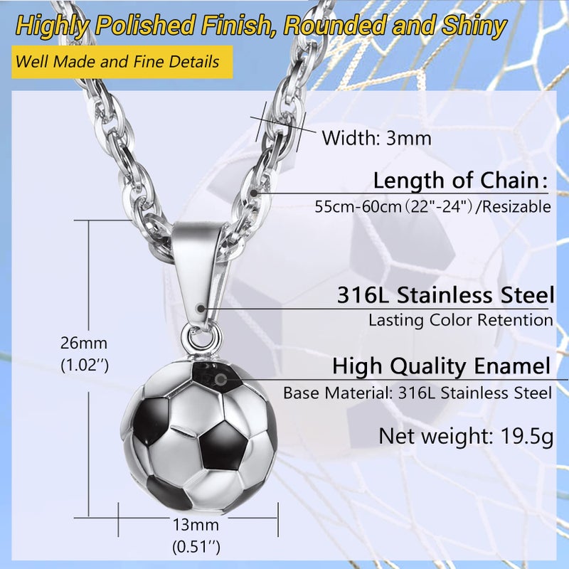 PROSTEEL Soccer Necklace Sports Jewelry Stainless Steel Men Football Player Lucky Charm Ball Pendant Necklace - Image 4